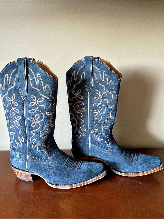 Ariat Shoes - Ariat Heritage Western R Toe Embroidered Western Boots Blue US 8.5 B
